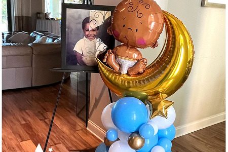 Baby Shower Balloons- Over the Moon Baby Shower with Balloon Garland Arch and Mini Columns in Suntree Melbourne FL by Blank Canvas Event Decor