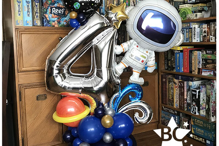 Astronaut Space Themed Kids 4th Birthday Balloon Billboard Marquee