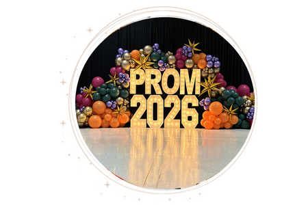 Prom 2026 Lighted Marquees with a giant Orgnaic Balloon Backdrop and Sides by Balloon Cottage & Blank Canvas Melbourne FL