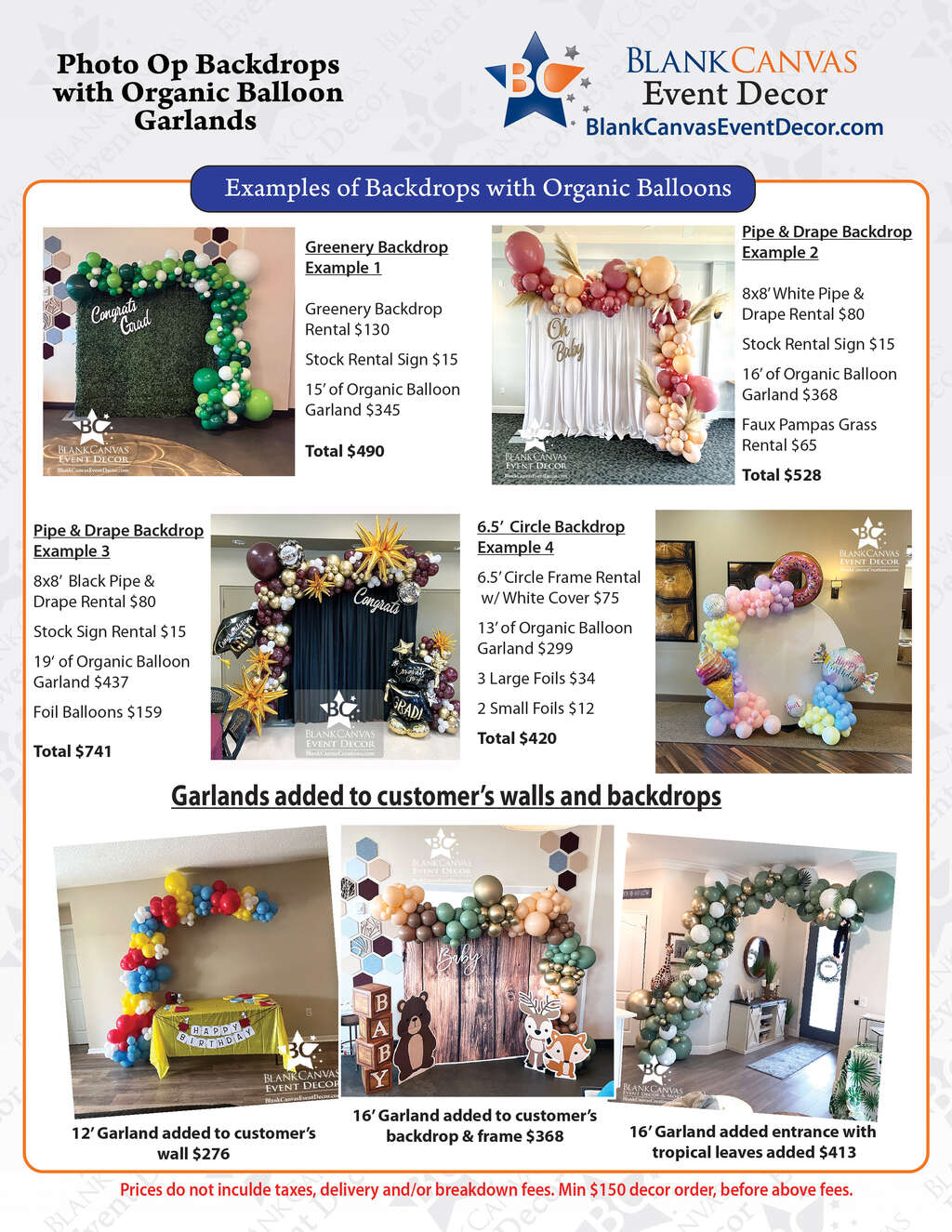 Organic Balloons on our Backdrop rentals