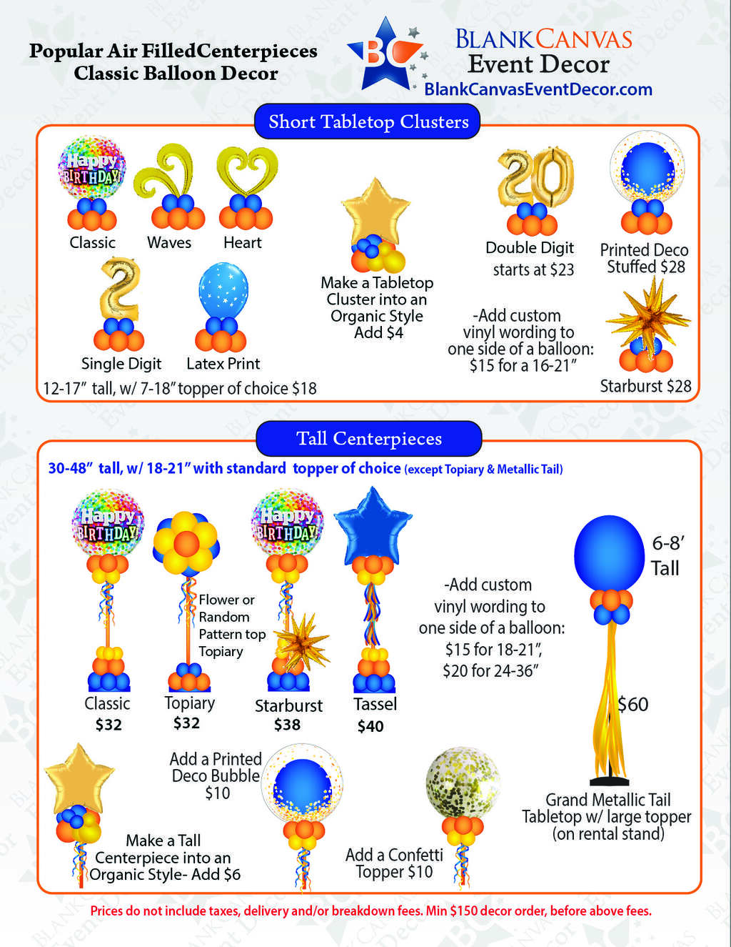 Balloon Centerpiece options, in Melbourne FL