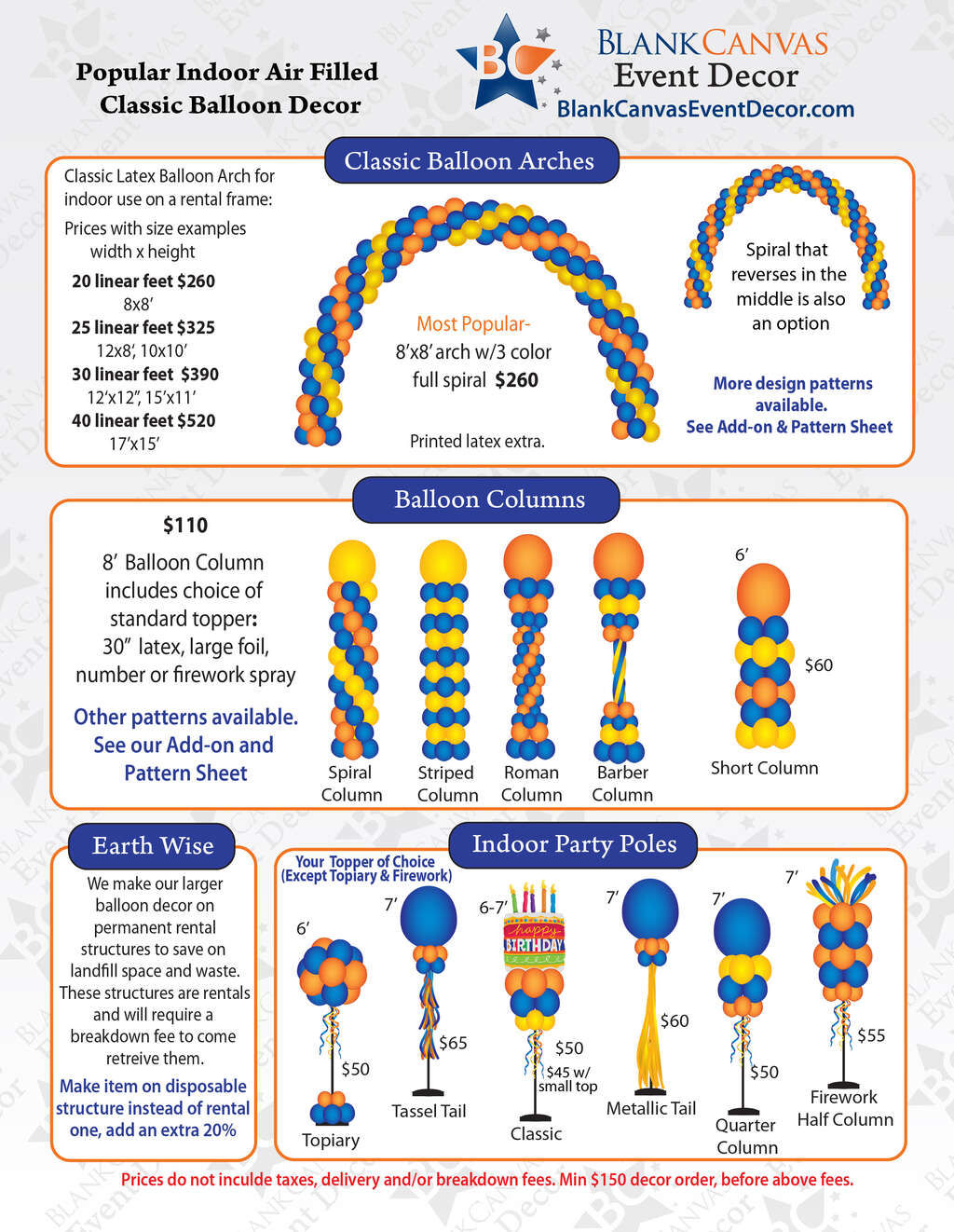 Indoor Balloon Decor Price List: Balloon Arches, Balloon Columns, Balloon Bouquets