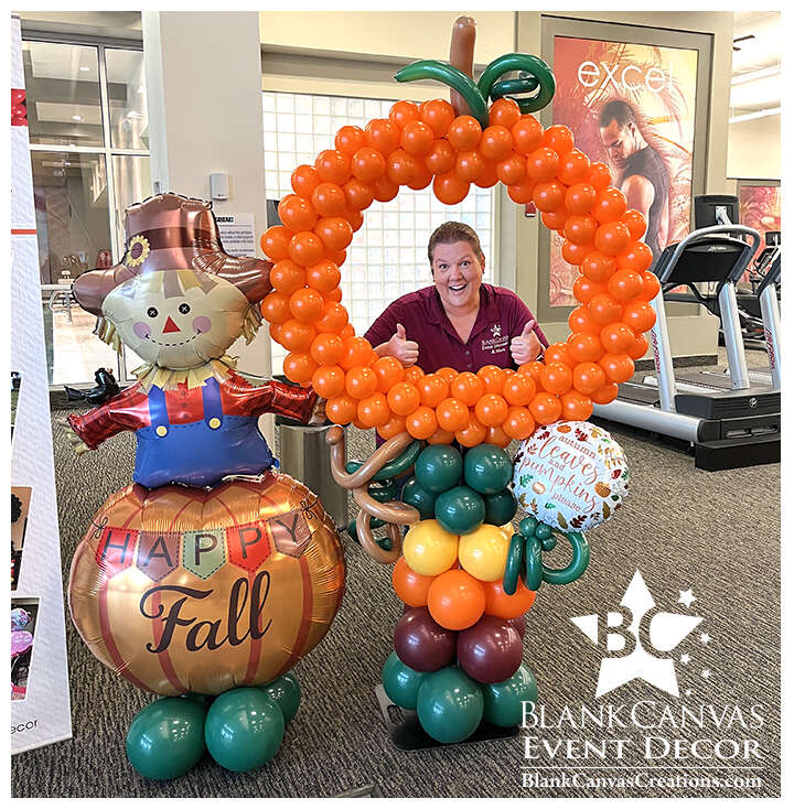 Scarecrow and Pumpkin Fall Balloon Photo Frame at Esporta in Melbourne FL