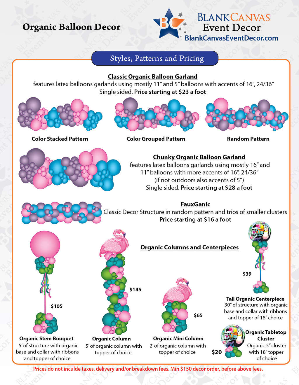 Organic Balloon Garland Price Lists