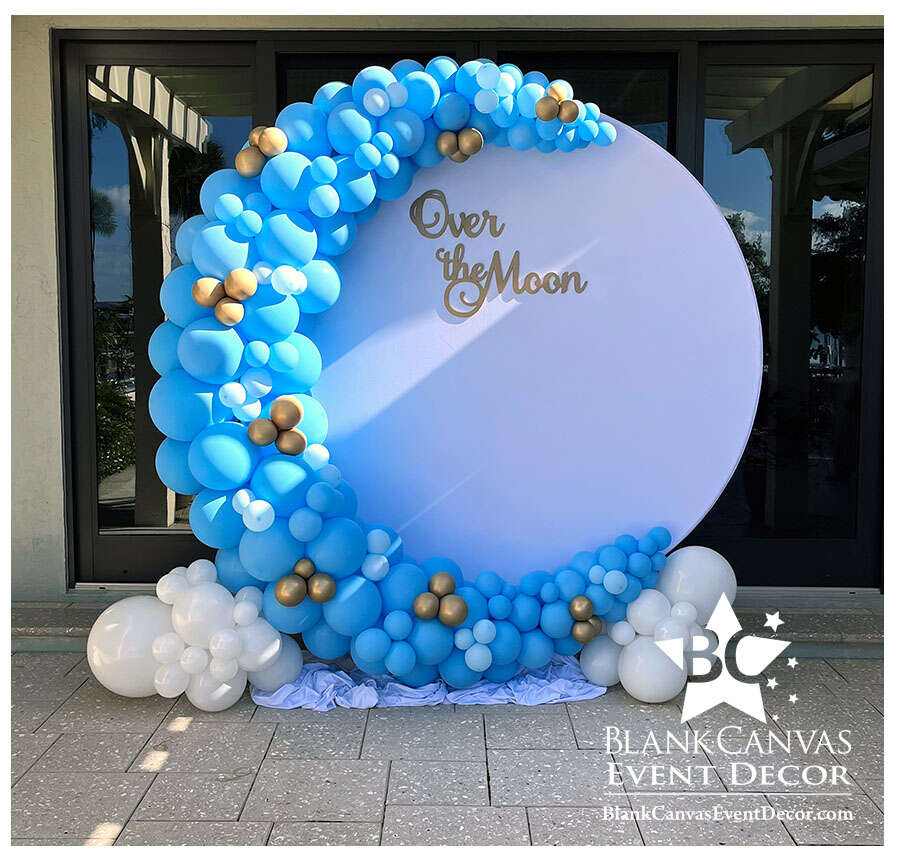 Over the Moon Baby Shower Balloon Backdrop in Merritt Island FL